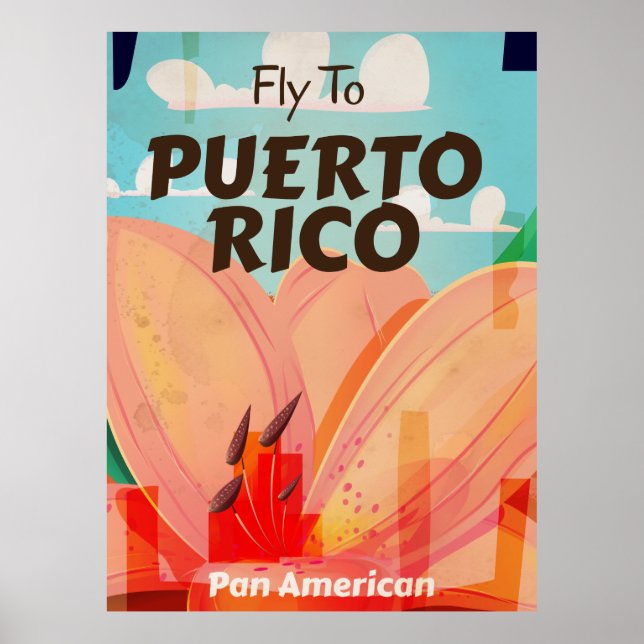 Puerto Rico Vintage Flower Travel Poster (Front)