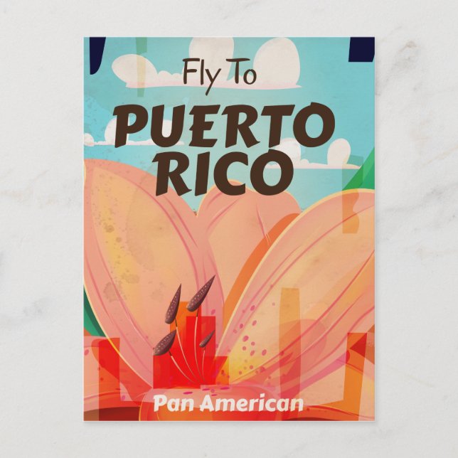 Puerto Rico Vintage Flower Travel Poster Postcard (Front)