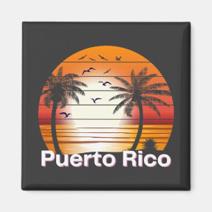 Puerto Rico Vintage Palm Trees Summer Beach Magnet