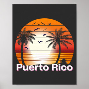 Puerto Rico Vintage Palm Trees Summer Beach Poster