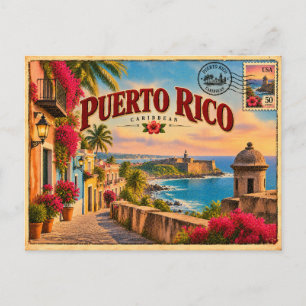 Puerto Rico Vintage Travel Art Postcard