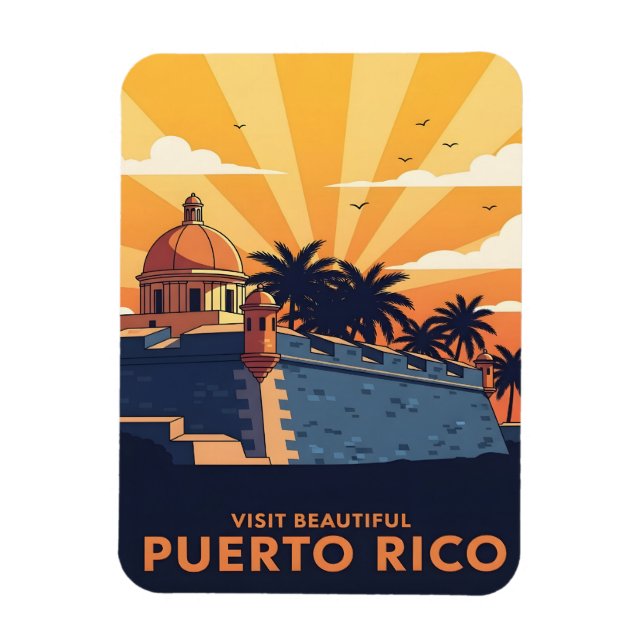 Puerto Rico Vintage travel Magnet (Vertical)