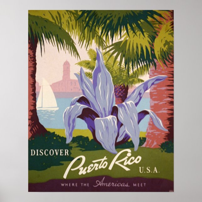 Puerto Rico Vintage Travel Poster Art Print (Front)