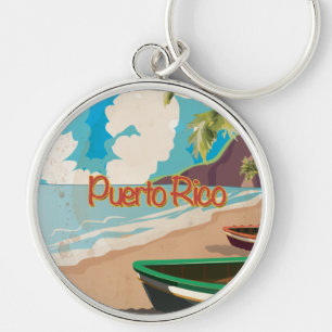 Puerto Rico Vintage Travel Poster Key Ring