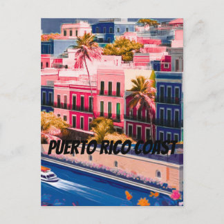 Puerto Rico Wall Art, Old  Print, Colourful Street Postcard