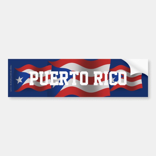 Puerto Rico Waving Flag Bumper Sticker (Front)