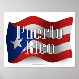 Puerto Rico Waving Flag Poster