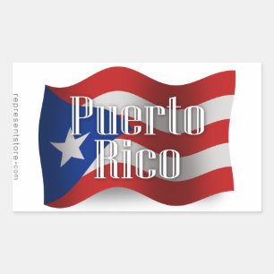 Puerto Rico Waving Flag Rectangular Sticker
