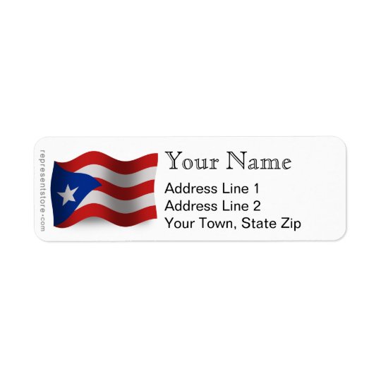 Puerto Rico Waving Flag Return Address Label