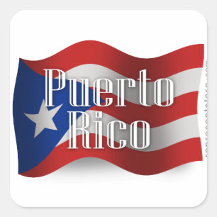Puerto Rico Waving Flag Square Sticker