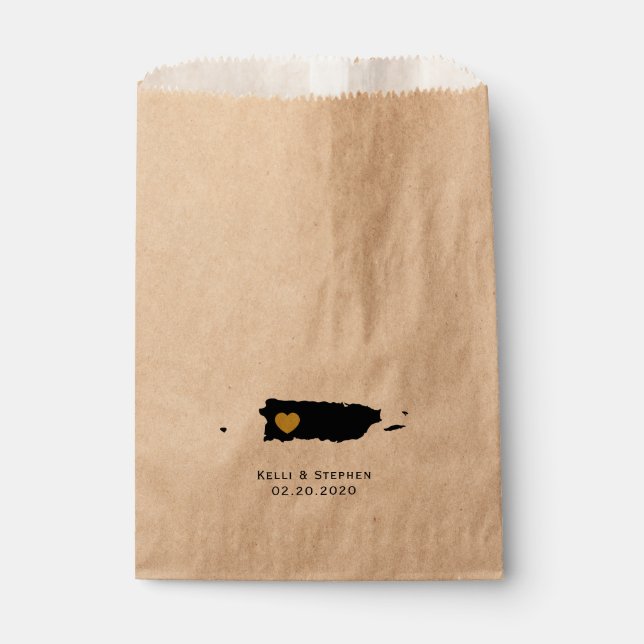 Puerto Rico Wedding Favour Treat Sacks, Gift Bags (Front)