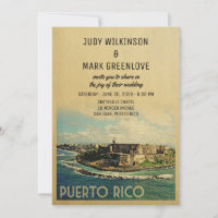Puerto Rico Wedding Invitation Vintage Mid-Century