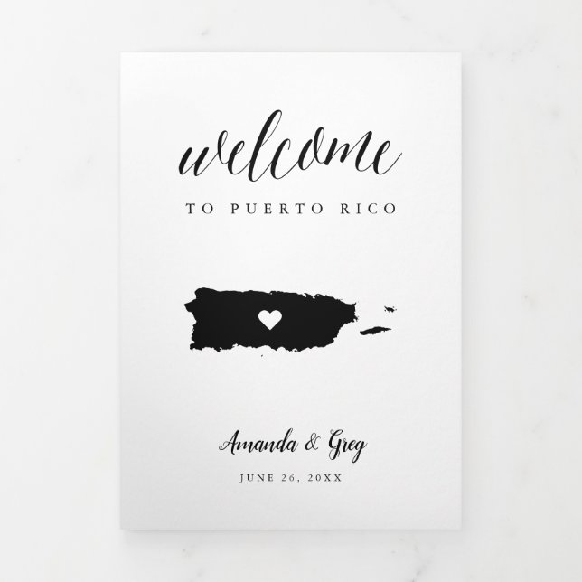 Puerto Rico Wedding Welcome Letter & Itinerary Tri-Fold Programme (Cover)