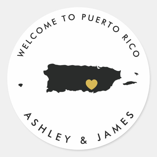 Puerto Rico Wedding Welcome Sticker for Box, Bag (Front)