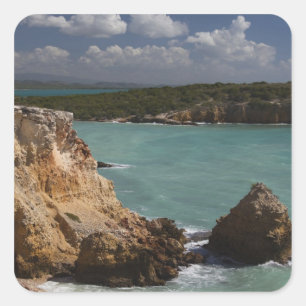 Puerto Rico, West Coast, Cabo Rojo, coastline 3 Square Sticker