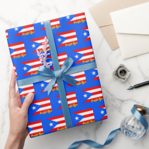 Puerto Rico Wrapping Paper, Blue, Flag patriotic Wrapping Paper
