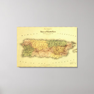 Puerto RicoPanoramic MapPuerto Rico Canvas Print