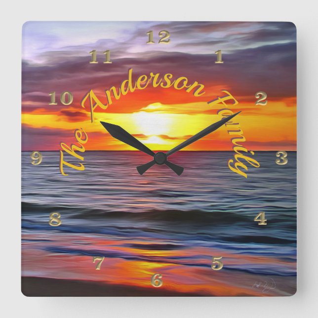 Puerto Sunset 1739 Square Wall Clock (Front)