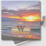 Puerto Sunset 1739 Stone Coaster<br><div class="desc">Painting “Puerto Sunset 1739” Collection It’s five o’clock somewhere; stir up a little magic and serve your drinks on custom stylish stone coasters. Custom coasters make great housewarming & hostess gifts! Personalise on the product page or click the "Customise" button for more design options. Design created from my painting "Puerto...</div>