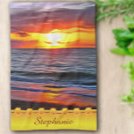 Puerto Sunset 1739 Tea Towel<br><div class="desc">Painting “Puerto Sunset 1739” Collection Customize and brighten up any kitchen with new kitchen towels! Designed for a lifetime of use, look great and clean up well, too! Personalize on the product page or click the "Customize" button for more design options. Design created from my painting "Puerto Sunset 1739" capturing...</div>