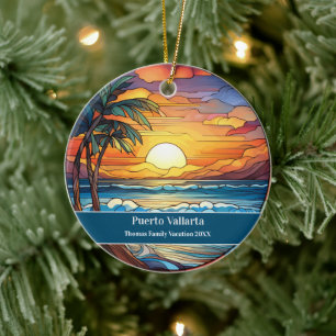 Puerto Vallarta Beach Vacation Ceramic Tree Decoration