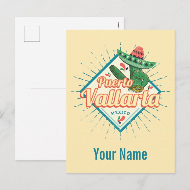 Puerto Vallarta Jalisco Mexico dancing cactus Holiday Postcard (Front/Back)