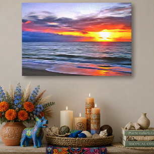 Puerto Vallarta Malecon Sunset 1739 Art Canvas Print