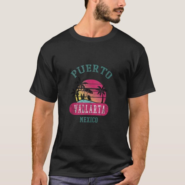 Puerto Vallarta Mexico Beach Distressed Men Women  T-Shirt (Front)