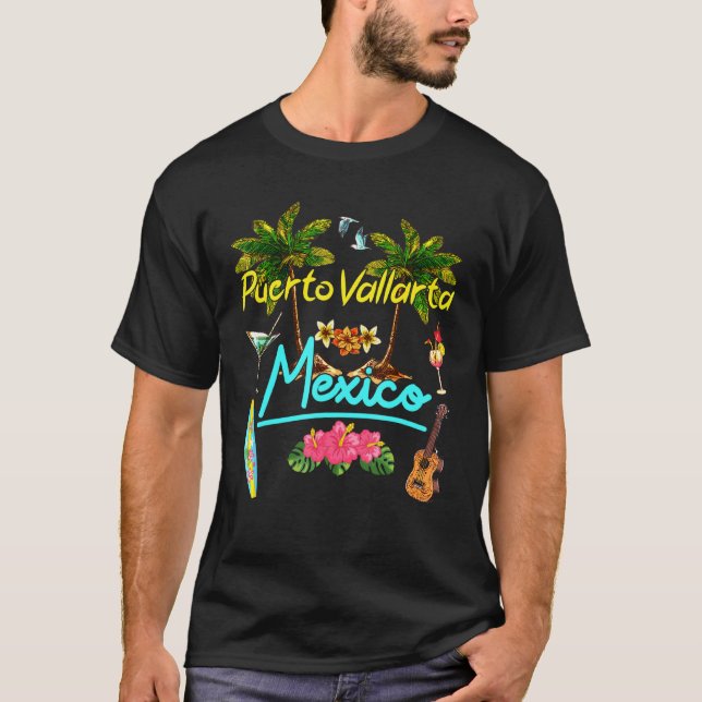 Puerto Vallarta Mexico Beach Summer Palm Sun Set P T-Shirt (Front)