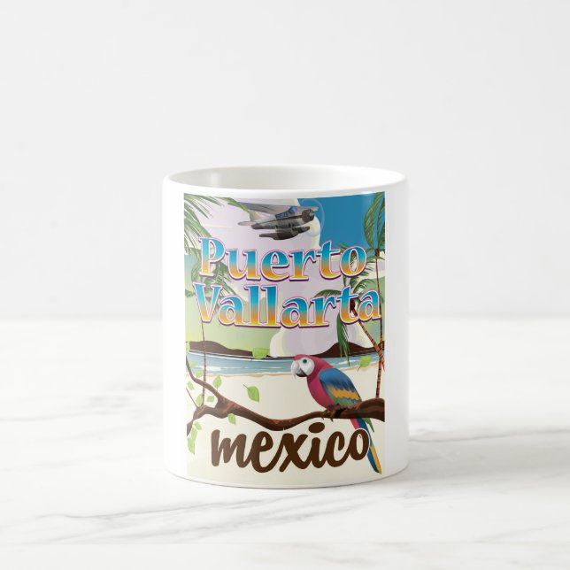 Puerto Vallarta Mexico beach travel poster Coffee Mug (Center)
