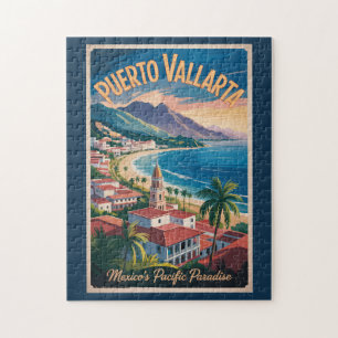 Puerto Vallarta Mexico Illustration Travel Art Jigsaw Puzzle
