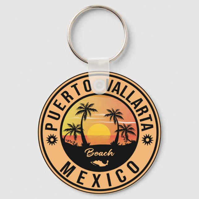 Puerto Vallarta Mexico island. Mexican Playa Key Ring (Front)
