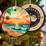 Puerto Vallarta Mexico Palm Tree Vintage Travel Ceramic Tree Decoration<br><div class="desc">Puerto Vallarta Mexico Vintage 60s Souvenirs. Puerto Vallarta Beach Mexico - Retro Tropical Palm Tree 60s Souvenirs Vintage design makes a great Christmas or Birthday gift for fans of Puerto Vallarta Beach beach. The retro summer vibe design is a perfect gift for travel lovers and tropical destination fans. You can...</div>