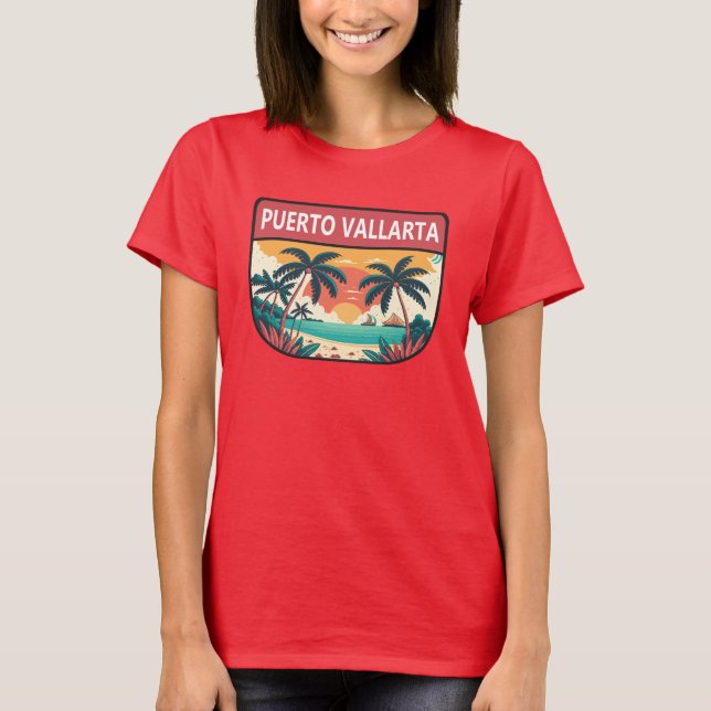 Puerto Vallarta Mexico Retro Emblem T-Shirt (Front)
