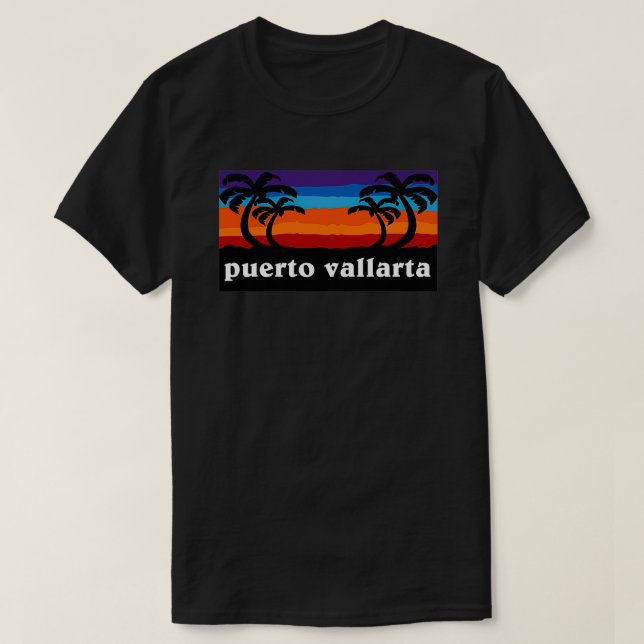 Puerto Vallarta Mexico Sunset Palm Tree Outdoor Su T-Shirt (Design Front)