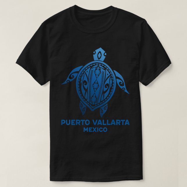 Puerto Vallarta Mexico Tattoo Blue Sea Turtle Souv T-Shirt (Design Front)