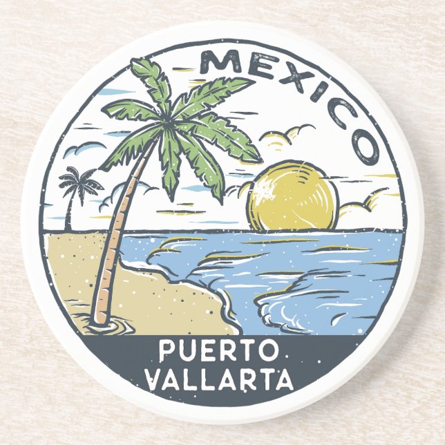 Puerto Vallarta Mexico Vintage Coaster (Front)