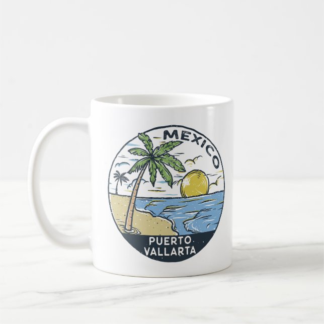 Puerto Vallarta Mexico Vintage Coffee Mug (Left)