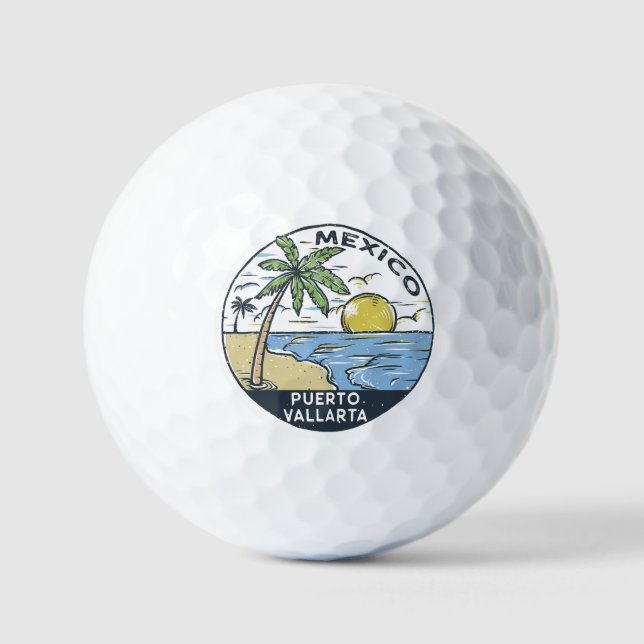 Puerto Vallarta Mexico Vintage Golf Balls (Front)