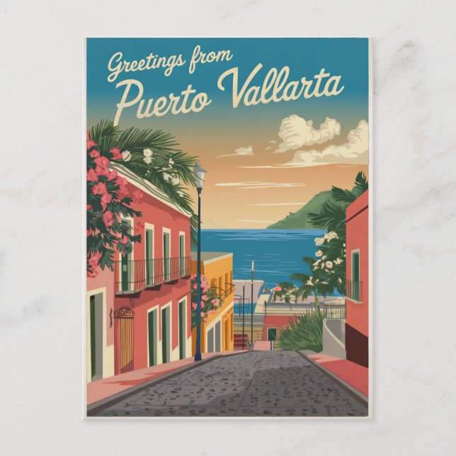 Puerto Vallarta Mexico Vintage Postcard (Front)