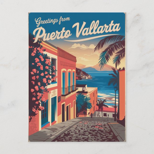 Puerto Vallarta Mexico vintage Postcard (Front)