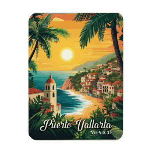 Puerto Vallarta Mexico Vintage Travel  Magnet