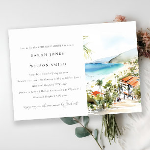 Puerto Vallarta Mexico Watercolor Rehearsal Dinner Invitation