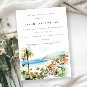 Puerto Vallarta Mexico Watercolor Scape Birthday Invitation