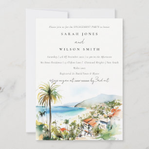 Puerto Vallarta Mexico Watercolor scape Engagement Invitation