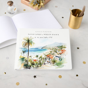 Puerto Vallarta Mexico Watercolor scape Wedding Guest Book