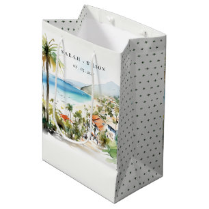 Puerto Vallarta Mexico Watercolor scape Wedding Medium Gift Bag
