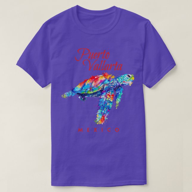 Puerto Vallarta Mexico Watercolor Sea Turtle T-Shirt (Design Front)