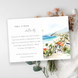 Puerto Vallarta Mexico Watercolor Wedding Details Enclosure Card