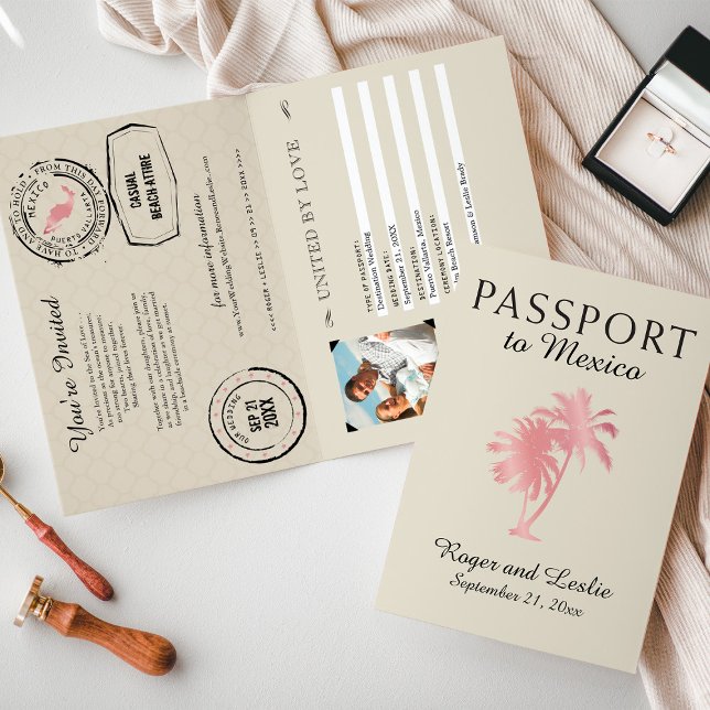 Puerto Vallarta Mexico Wedding Passport Invitation (Creator Uploaded)